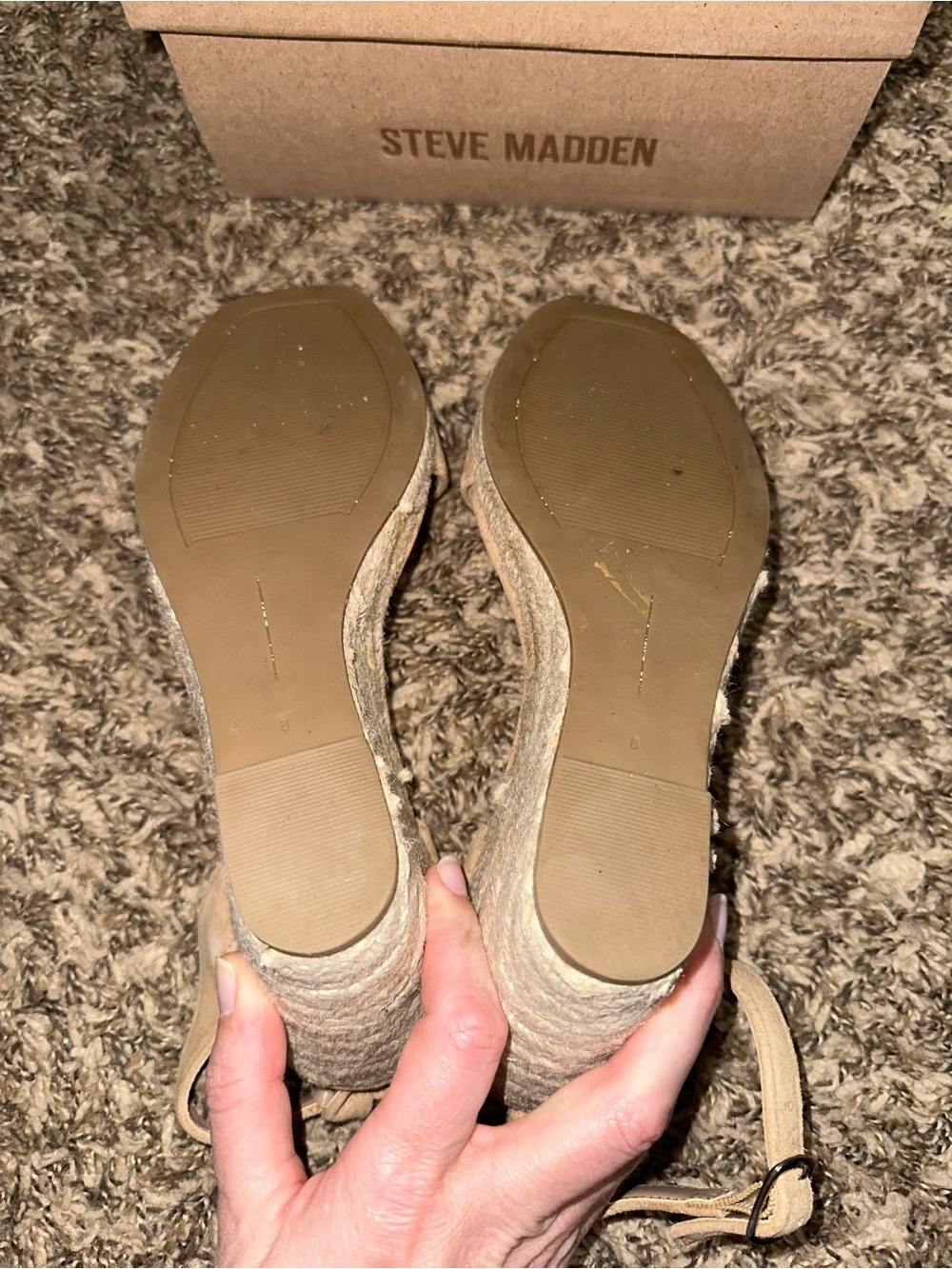 Steve Madden Tan Espadrille Wedge Sandals with Ankle Strap - Picture 5 of 6